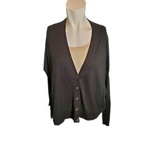 ATM Lightweight Cardigan Sweater V Neck Sweater Black Sz M